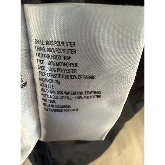 Michael Kors Down Puffer Coat Gunmetal Gray Size M – Hooded Coat with Faux Fur - Picture 7 of 9